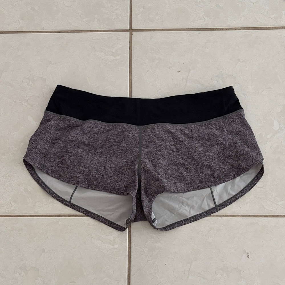lululemon athletica Black Waist Heather Gray Athletic Shorts